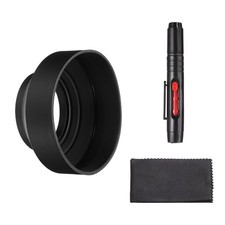 62mm Rubber Camera Lens Hood Sun Shade/Shield with Cleaning Cloth Pen