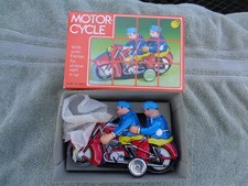 Vintage Tin Toy Friction Motorcycle 2 PERSON MF162 CHINA NIB 1980-90s