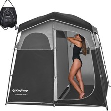 Portable Shower Tent Polyester 2-Room Privacy Shelter for Camping  Hiking