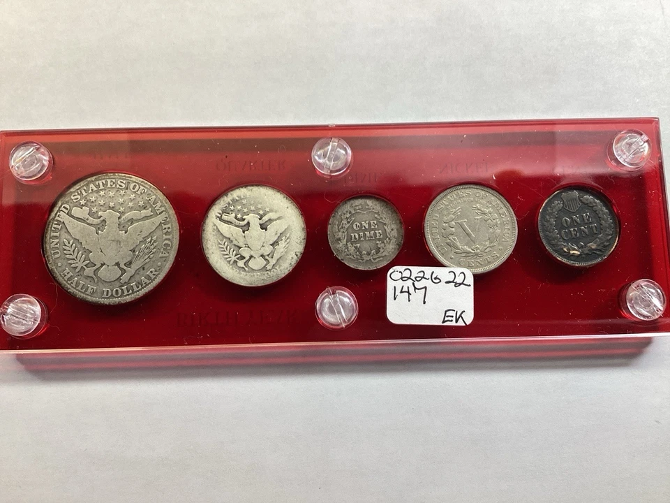 1900 Silver Birth Year Set of 5 Coins in Capital Holder 022622 147ek - Image 4 of 4