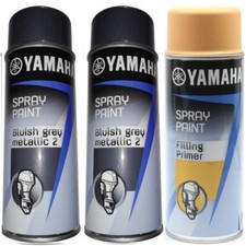 Genuine YAMAHA BLUISH GREY METALLIC 2 & PRIMER Outboard Spray Paint Aerosol Cans