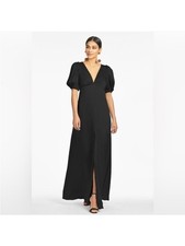 Sachin & Babi Black Alli Gown A Line V-Neck Puff Sleeve Maxi Dress Size 12