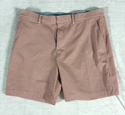 Nike Golf Chino Seer Sucke Shorts Men 40 Orange White Stripe Stretch Performance