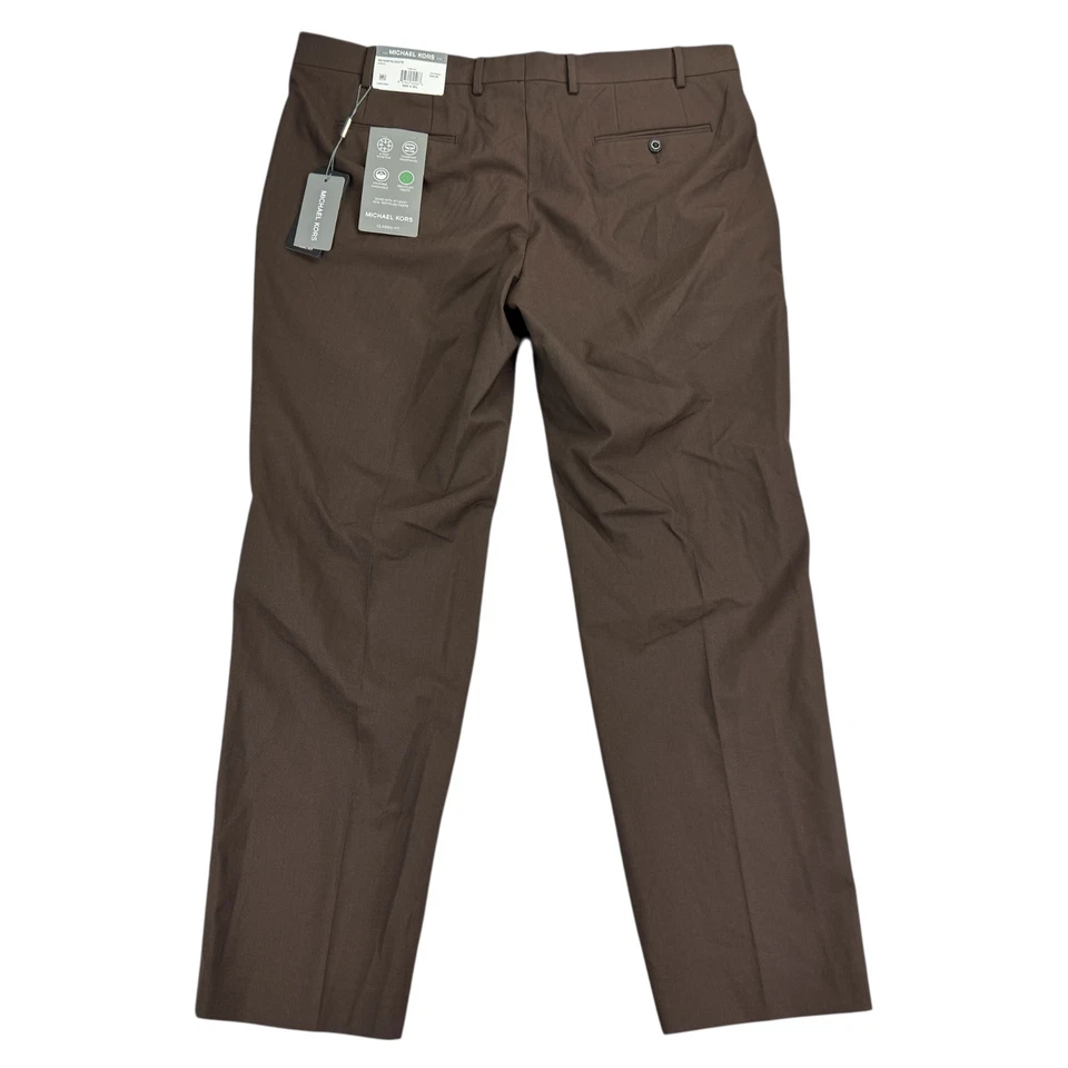 Michael Kors Mens Marvin Classic Fit Stretch Solid Pants Tobacco Brown 38x30 - Image 2 of 4
