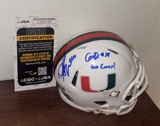 Carter Davis & Dylan Joyce Miami Hurricanes Signed Auto Speed Mini Helmet JSA