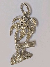Sterling Silver ~ BARBADOS with Palm Tree Charm ~ RARE ~ VINTAGE