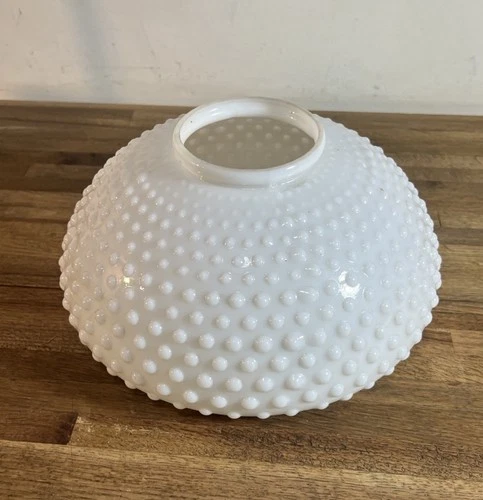 Vintage 10" White Milk Glass Hobnail Lamp Shade