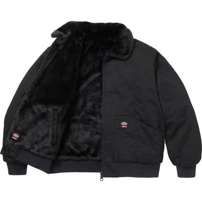 Supreme Dickies Reversible Quilted Faux Fur Work Jacket Black | eBay