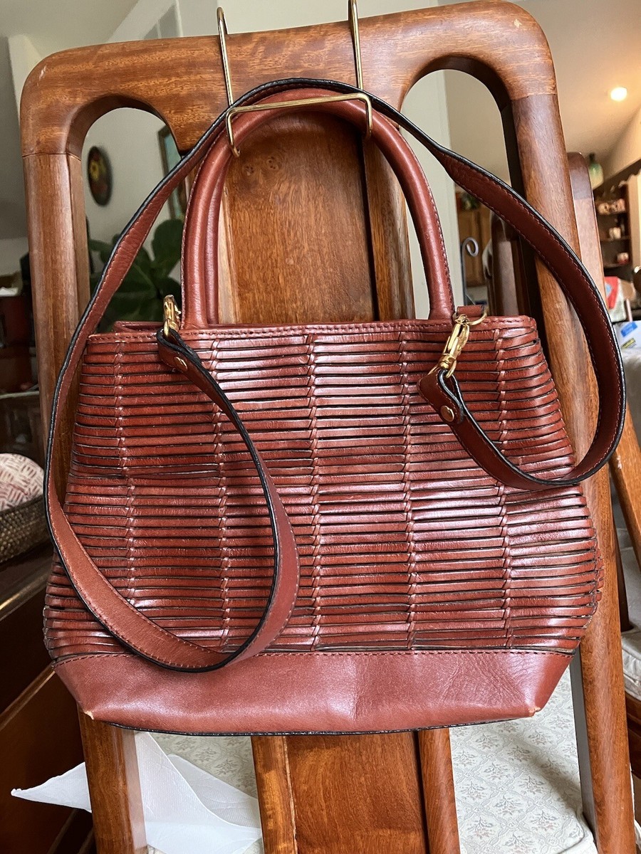 VINTAGE VALERIE STEVENS BROWN LEATHER HANDBAG PURSE SHOULDER BAG