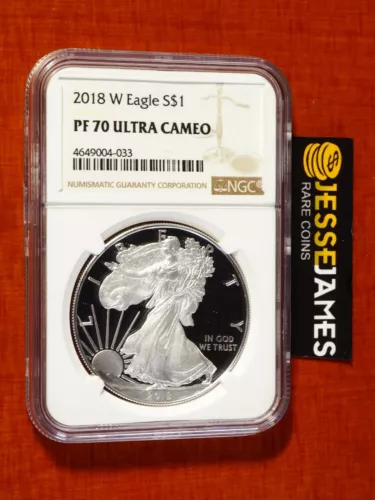 2018 W PROOF SILVER EAGLE NGC PF70 ULTRA CAMEO CLASSIC BROWN LABEL