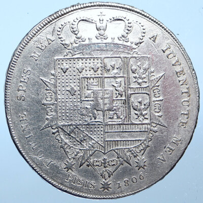 1806 ITALY Italian States TUSCANY Charles Louis Silver Francescone