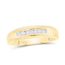 10kt Yellow Gold Mens Round Diamond Wedding Anniversary Band Ring 1/12 Cttw