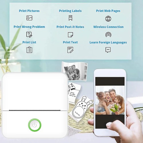 Profi Mini Drucker Pocket Printer für Smartphone Inkless Handy Thermod DE - Bild 16 von 16