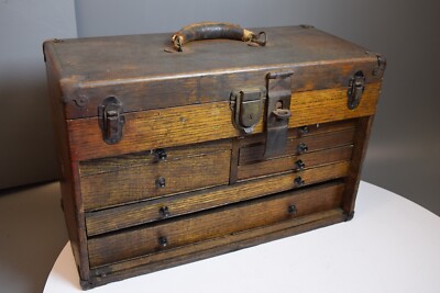Antique H. Gerstner & Sons Machinist Tool Box Wooden Chest 7