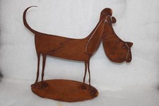 Hund "Gustl" Metall "Edelrost, H 27 cm, B 28,5 cm, Dekofigur Hund