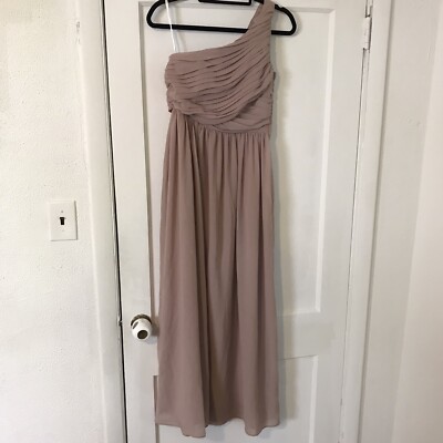 H&M Blush Pink One Shoulder Long Maxi Dress Gown Bridesmaid Wedding Sz 8 A900