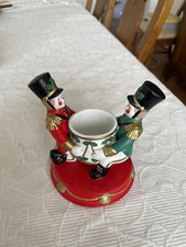 PartyLite Retired Ceramic Toy Soldiers Christmas Candle Holder 5.25" Tall EUC