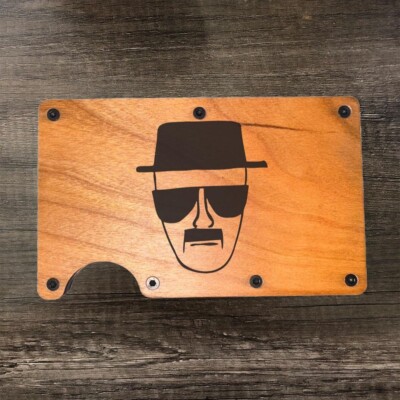 Heisenberg Breaking Bad - Slim Minimalist Wallet - Laser Engraved Wood Wallet