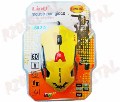 LINQ GM8002 6D GAMING MOUSE MAX 2400 Dpi ADJUSTABLE 4 LEVELS USB PC
