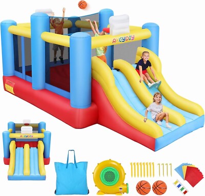 Large Inflatable Bounce House Castle Bouncer with Dual Slides and Blower for Kid