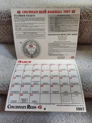 MLB Cincinnai Reds 1987 Season Ticket Calander! Preowned - Picture 10 of 16