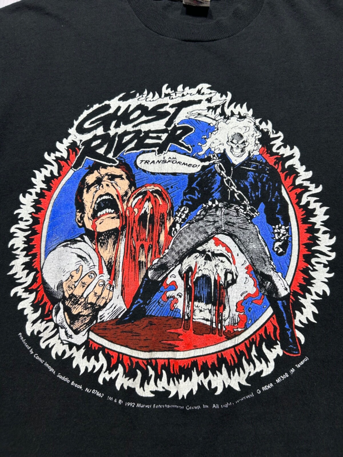 RARE! 1992 Ghost Rider “I am Transformed” Marvel T-Shirt image 4
