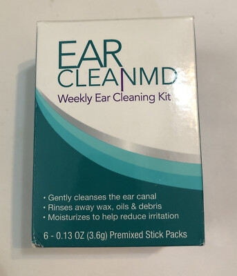 Ear Clean MD Weekly Ear Cleaning Kit with 6 Premixed Sticks and rinsing bulb #WU