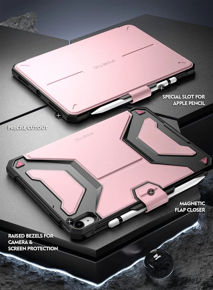 Poetic для iPad 10.9 2022 чехол стойка Folio чехол с карандаш держатель чехол розовый - Изображение 4 из 4