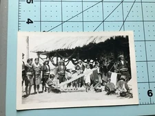 Vintage RPPC Postcard -- people  , Village , Straw Hut