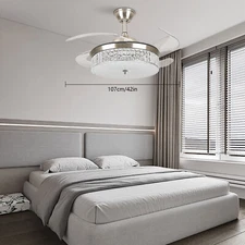 42'' Fan Chandelier 6987 Silver 3 Color Temperature Conversion W/ Remote Control