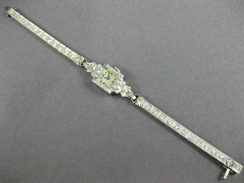 ANTIQUE LARGE ART DECO 3.01CT OLD MINE DIAMOND PLATINUM 3D FILIGREE WATCH #26386 - Picture 2 of 12