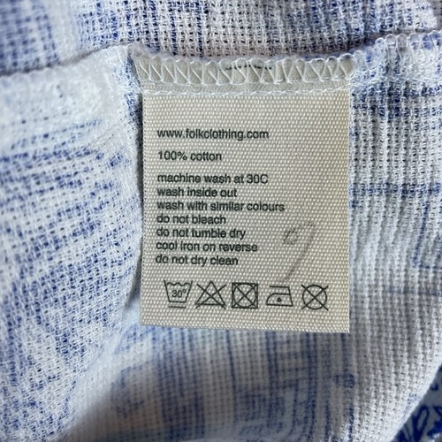NWT NEW $155 FOLK Shirt Mens S Blue White City Art Beach Woven Short Sleeve - Picture 6 of 12