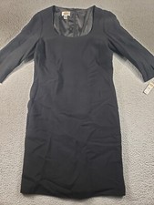 Talbots Dress Womens 10 Black Wool Blend $158 NWT Back Zip Stretch Casual NEW