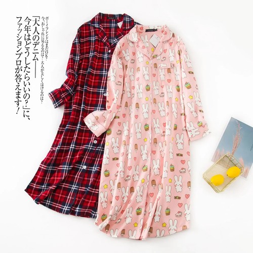 Multi Colors M-xxl Plus Sizes Night Dress for Women Sleepwear Plaid Design - Picture 3 of 16