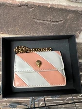 NWT $99 KURT GEIGER Micro KENSINGTON STRIPED CROSSBODY Peach Ivory BOXED