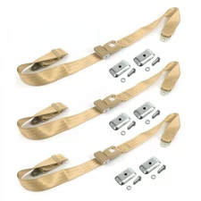 JP Wrangler/TJ 1997 - 2006  Std. 2pt Tan Lap Bench Belt Kit w/Brackets-3 Blts