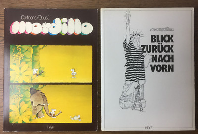 2 Bücher Hefte Cartoons Mordillo Opus 1 und Blick zurück nach vorn Heye Verlag
