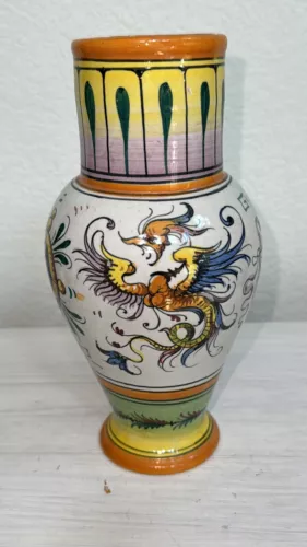 Vintage Raffaellesco Dragon Vase Made in Italy 8-1/2” Numbered & Signed
