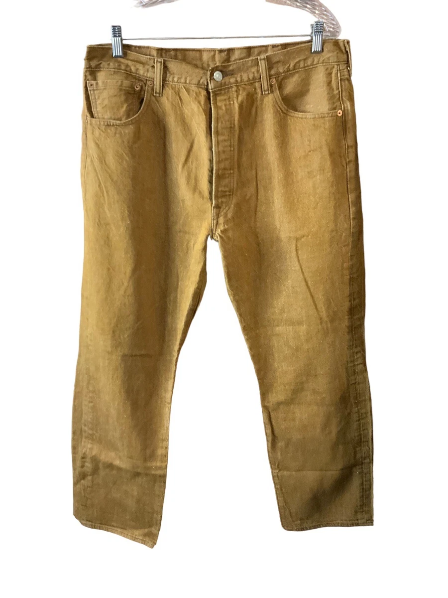 Levi s 501 White Oak Cone Denim Straight Jeans Mens Mustard Gold