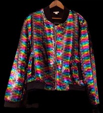 Nwt L Lularoe Rainbow Sequins Stevie Bomber Jacket Elegant Iridescent Rare!!