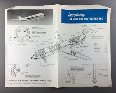 BAC1-11 500 HERSTELLER VERKAUFSPROSPEKT ONE ELEVEN CUTAWAY SITZPLAN 