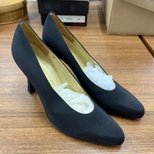 CHARLES JOURDAN Pumps High Heel Black Satin Paris Size 9