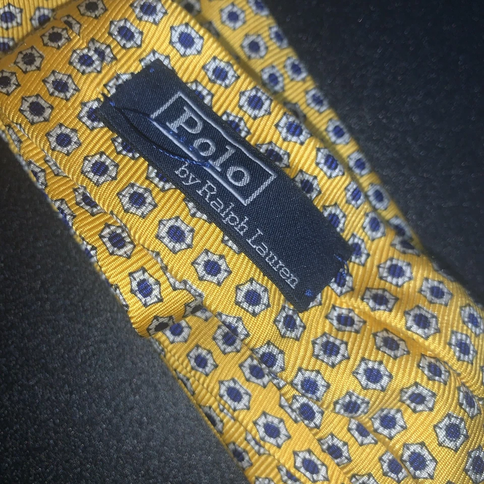 Corbata de cuello de seda geométrica amarilla Polo Ralph Lauren para hombre Foto 3 de 3