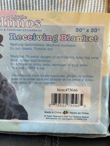 NEW Vtg 2002 Little Mimos Thermal Receiving Blanket Baby Blue Teddy Bear 30x30 - Picture 3 of 3