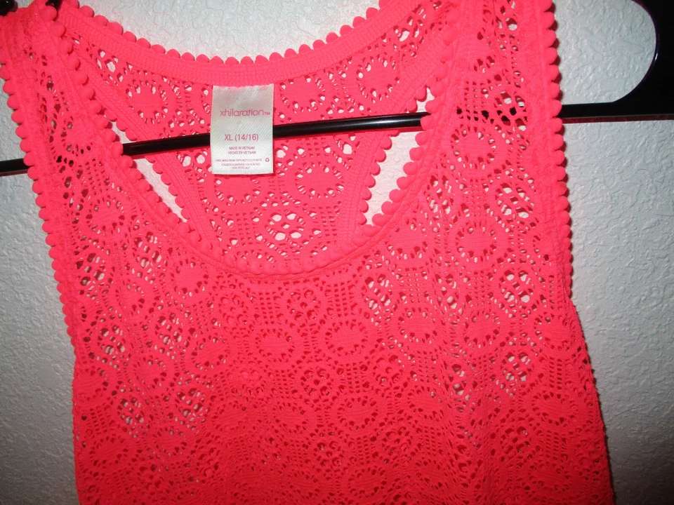 Xhilaration Girls Crochet Coral Lace Swimsuit Cover Up Dress Size XL 14-16 - Image 2 of 3