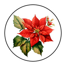 Christmas poinsettia envelope seals, stickers, labels, tags