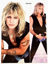 MOTLEY CRUE~VINCE NEIL~ORIG 1989 POSTER~VTG FULL PAGE MAGAZINE PINUP CLIPPING