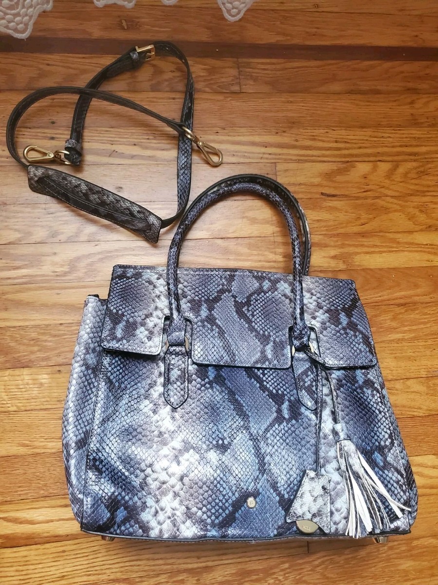 Gili Python Snake Blue Color Leather Tote GOLDTONE Hardware  display picture 1
