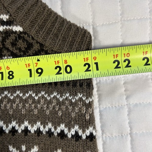 Vintage Grandpa Sweater Vest Buttons Olive Green Geometric Menswear Academia L - Picture 8 of 10