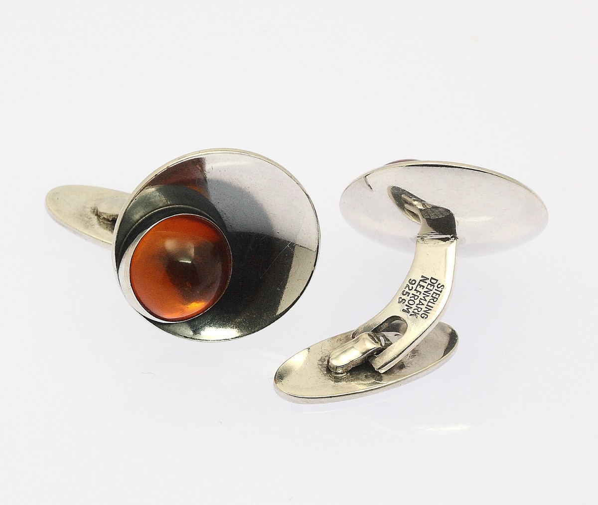 Herren Manschettenknöpfe Aus 925er Silber Mit Bernstein – EU-gefertigt, Anlaufgeschützt, 15x6 Mm